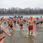 Újévi csobbanás a Tisza-tónál