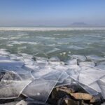 Jégtáblák a Balaton felszínén 2024 februárjában