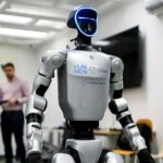 Humanoid robot a HUN-REN sajtótájékoztatóján 2025. december 1-jén
