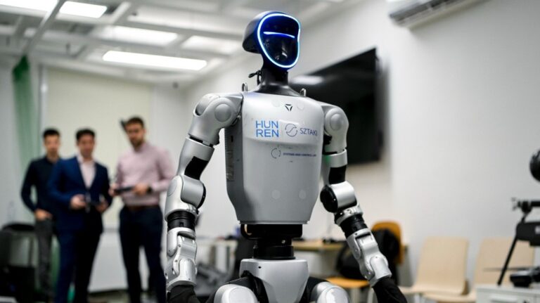 Humanoid robot a HUN-REN sajtótájékoztatóján 2025. december 1-jén